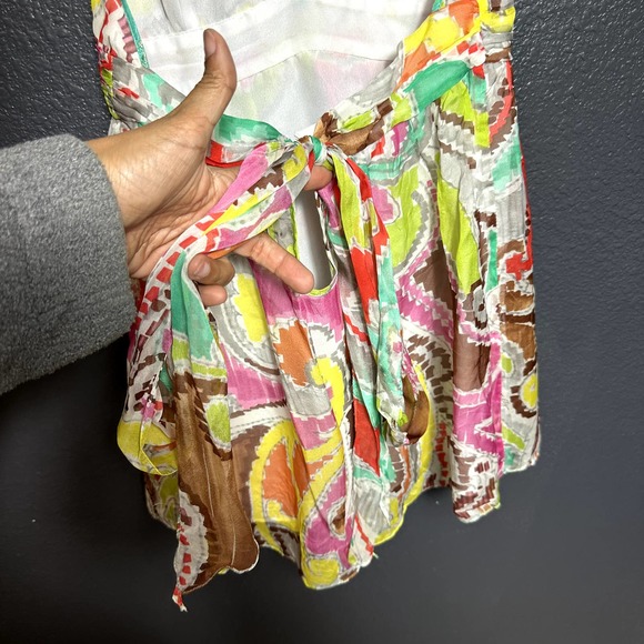 Milly Of New York Women's Multicolor Abstract Print Silk Halter Top Size 4 - Picture 10 of 10